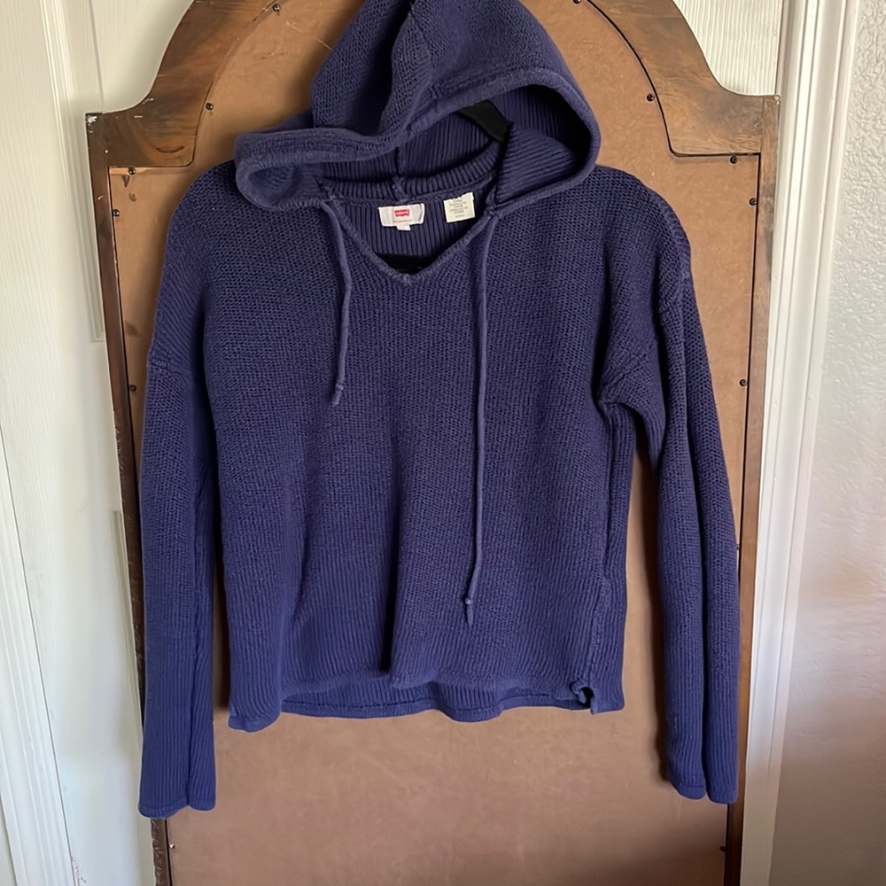 LEVIS Navy Blue Knitted Sweatshirt with Hoodie